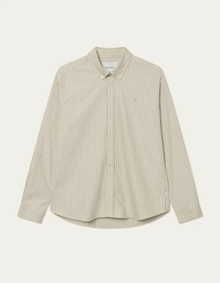 Men Konrad Stripe Oxford Shirt 8211 Light IvoryLight Desert Sand Les Deux ShirtsOvershirts Men Konrad Stripe Oxford Shirt 8211 Light IvoryLight Desert Sand Les Deux ShirtsOvershirts