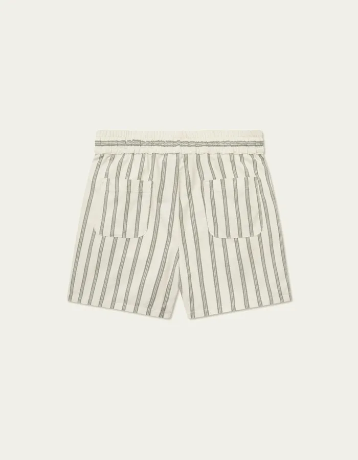 Men Lawson Stripe Shorts 8211 IvoryChive Green Les Deux Shorts