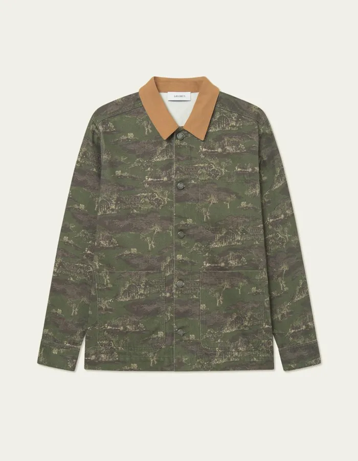 Men Layton AOP Denim Overshirt 20 8211 Chive GreenSummer Melon Les Deux ShirtsOvershirts