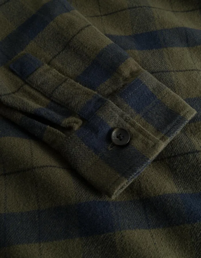 Men Lennon Flannel Check Overshirt 8211 RosinDark Navy Les Deux ShirtsOvershirts