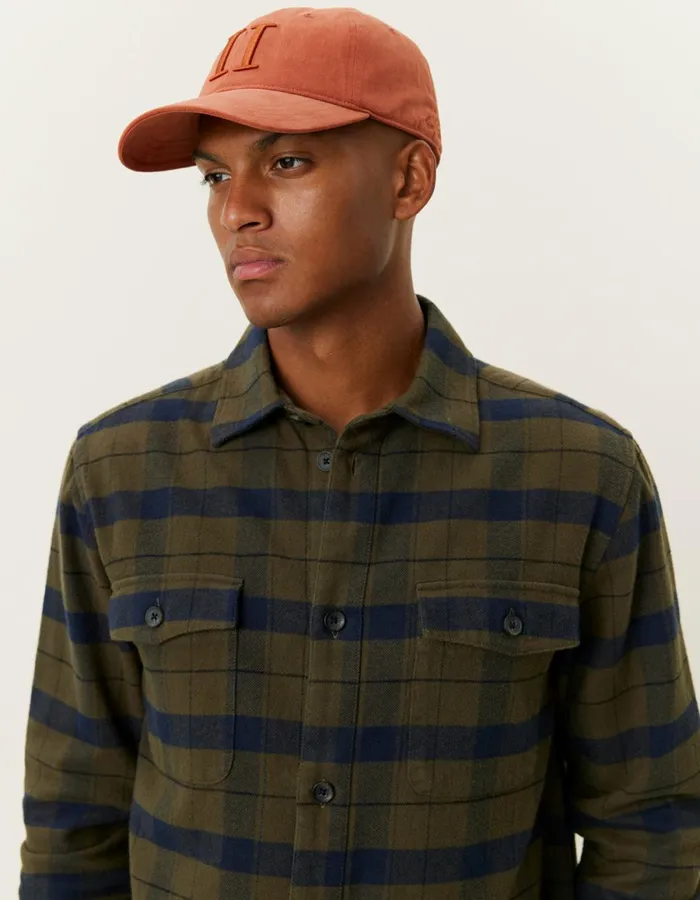 Men Lennon Flannel Check Overshirt 8211 RosinDark Navy Les Deux ShirtsOvershirts