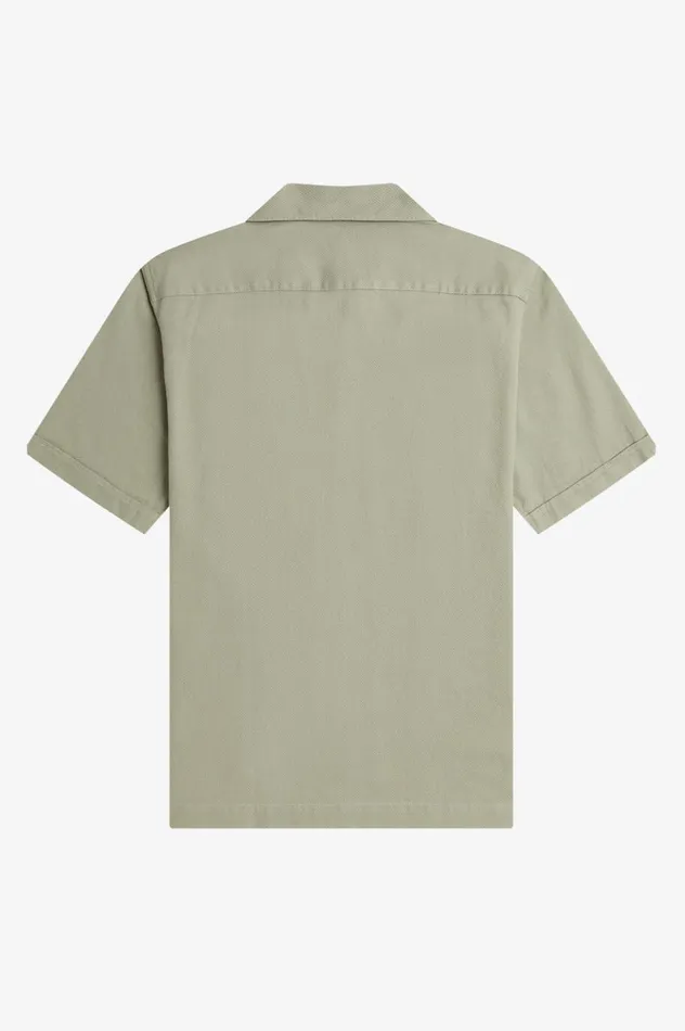 Men LinenBlend Revere Collar Shirt Seagrass Fred Perry Shirts