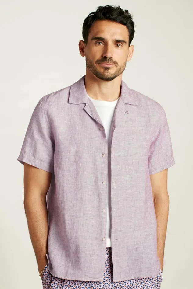 Men Linen Riviera Cabana Shirt Sangria Linen Bonobos Short Sleeve Shirts