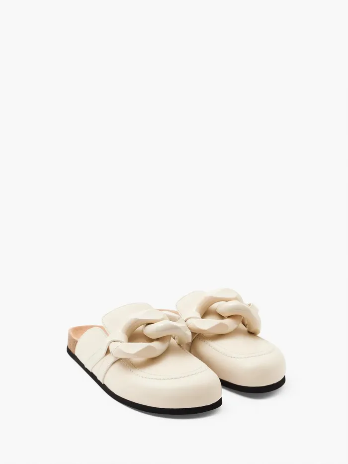 Men Loafers JW Anderson CHAIN LOAFER LEATHER MULES Off White Men Loafers JW Anderson CHAIN LOAFER LEATHER MULES Off White