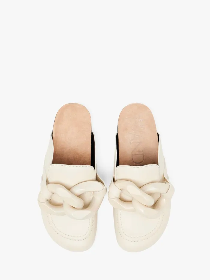 Men Loafers JW Anderson CHAIN LOAFER LEATHER MULES Off White Men Loafers JW Anderson CHAIN LOAFER LEATHER MULES Off White
