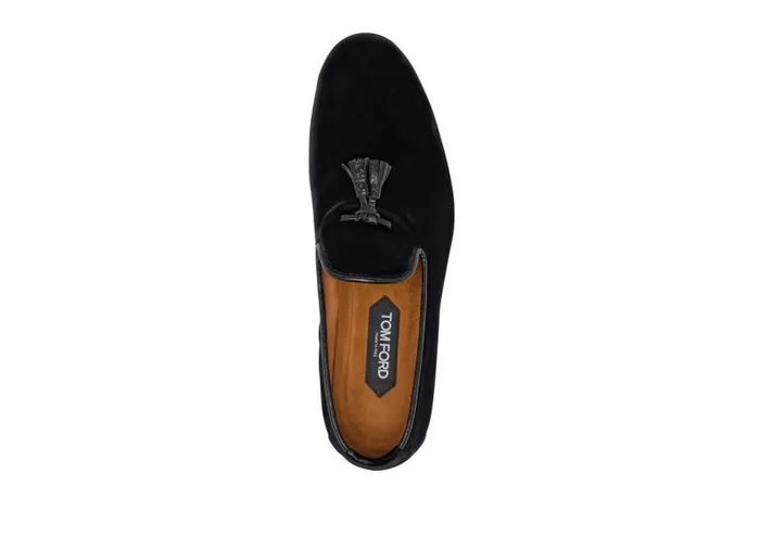 Men Loafers Tom Ford Velvet Nicolas Slipper Black Men Loafers Tom Ford Velvet Nicolas Slipper Black