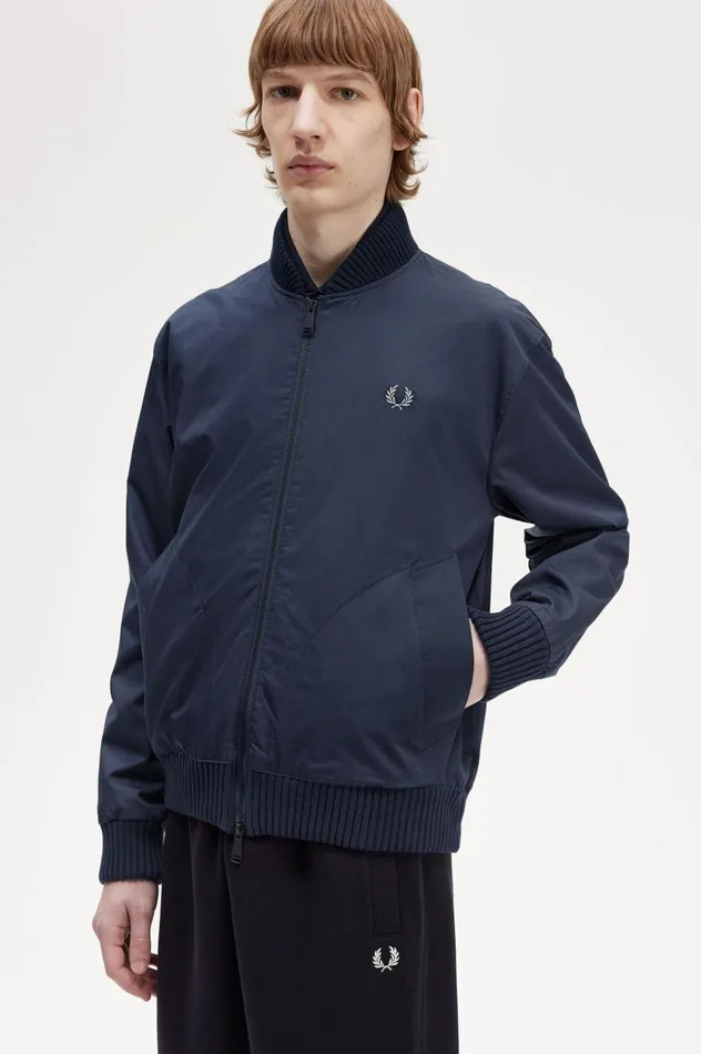 Men Made In EnglandBomber Jacket Navy Fred Perry Coats and Jackets