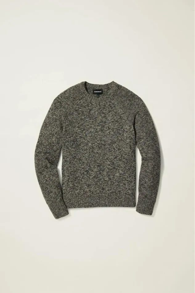 Men Marled Raglan Crew Neck Sweater Dark Grey Marl Bonobos Crew and VNeck Sweaters