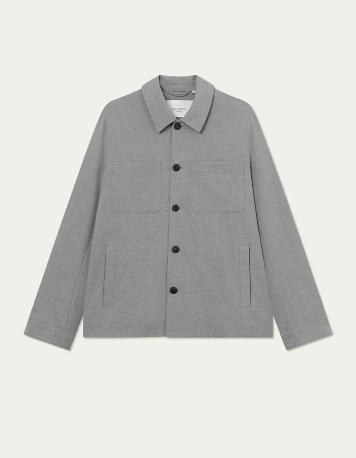 Men Marseille Twill Jacket 8211 Light Grey Melange Les Deux JacketsCoats