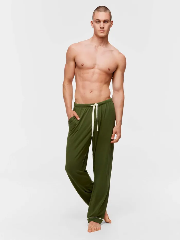 Men Olive Bamboo Pant Green Peter Alexander Pants