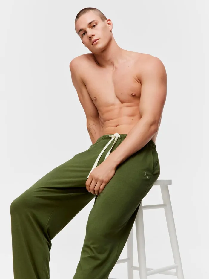 Men Olive Bamboo Pant Green Peter Alexander Pants