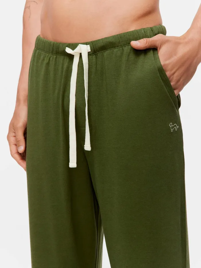 Men Olive Bamboo Pant Green Peter Alexander Pants