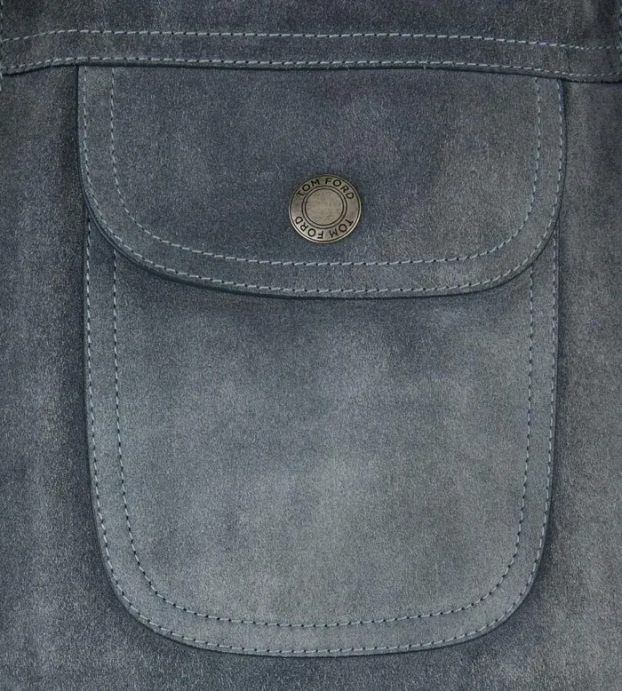 Men Outerwear Tom Ford Buttery Suede Shearling Trucker Anthracite Men Outerwear Tom Ford Buttery Suede Shearling Trucker Anthracite