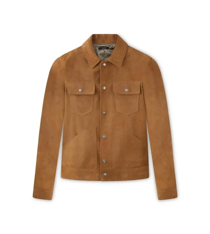 Men Outerwear Tom Ford Buttery Suede Western Blouson Dark Sand