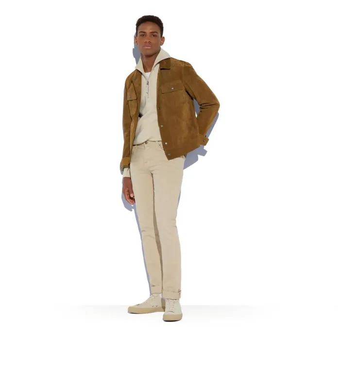 Men Outerwear Tom Ford Buttery Suede Western Blouson Dark Sand