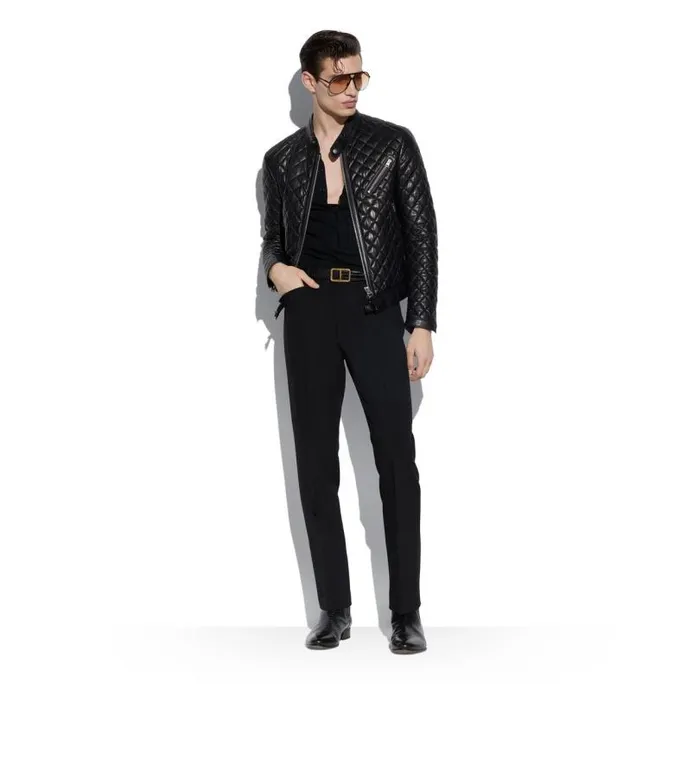 Men Outerwear Tom Ford Feather Nappa Quilted Caf Racer Black Men Outerwear Tom Ford Feather Nappa Quilted Caf Racer Black