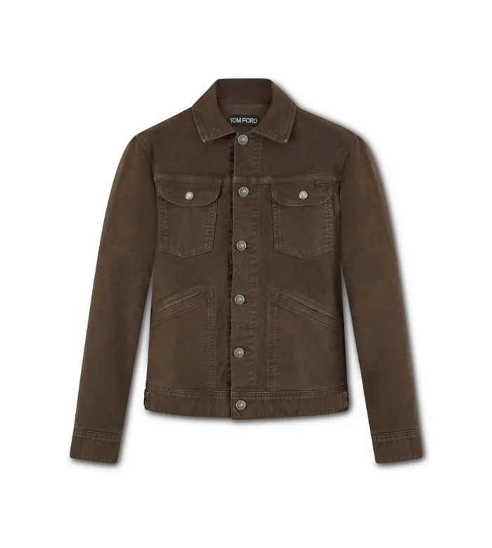 Men Outerwear Tom Ford Moleskin Stretch Denim Jacket Dark Brown