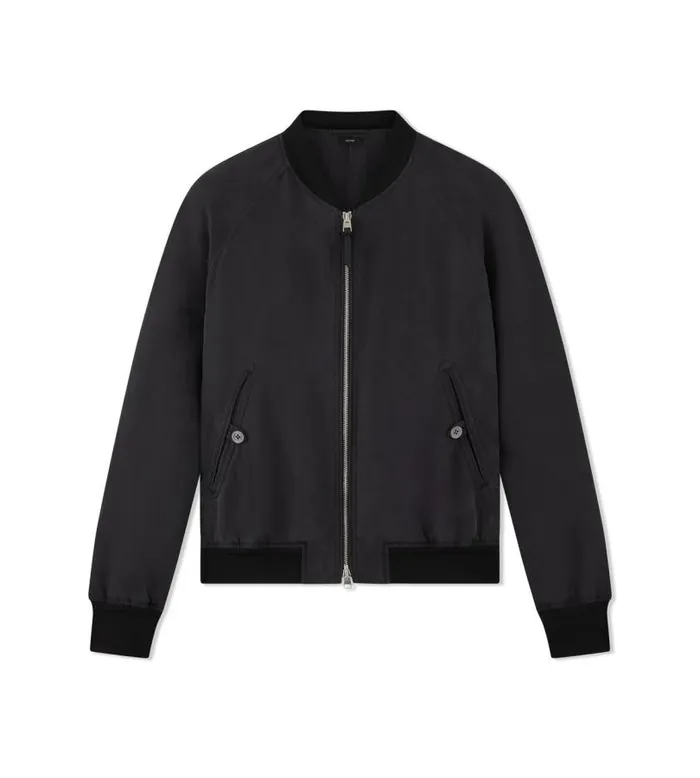 Men Outerwear Tom Ford Silk Habotai Raglan Bomber Black
