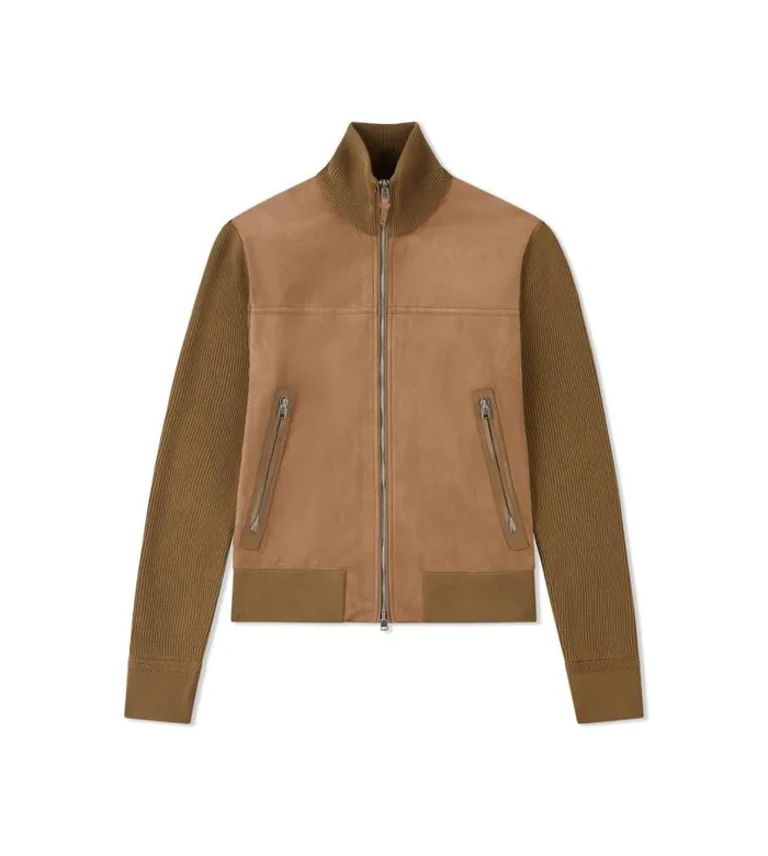 Men Outerwear Tom Ford Suede Front Zip Through Tan
