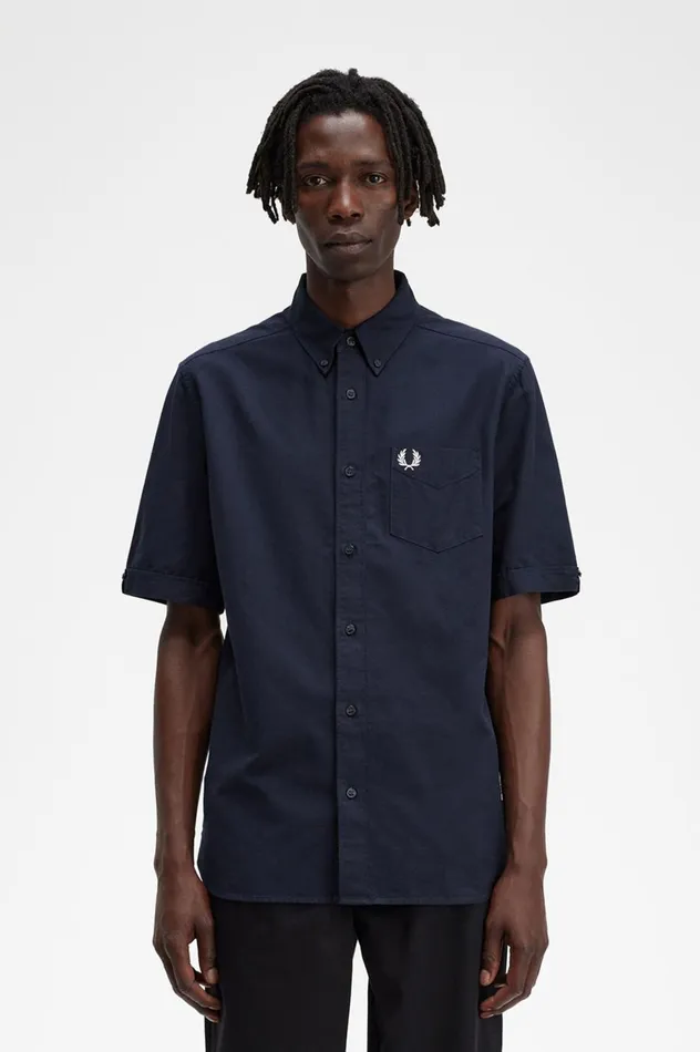 Men Oxford Shirt Navy Fred Perry Shirts