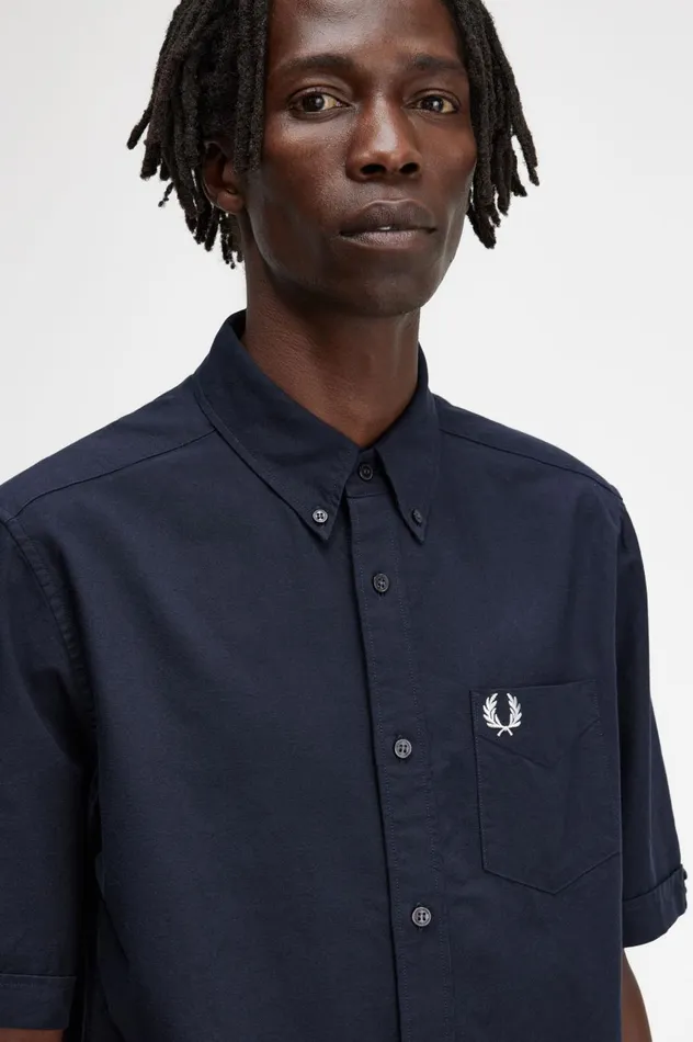 Men Oxford Shirt Navy Fred Perry Shirts