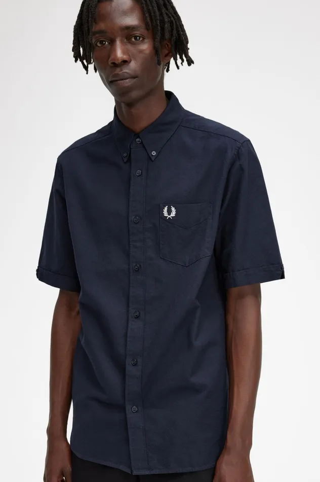 Men Oxford Shirt Navy Fred Perry Shirts