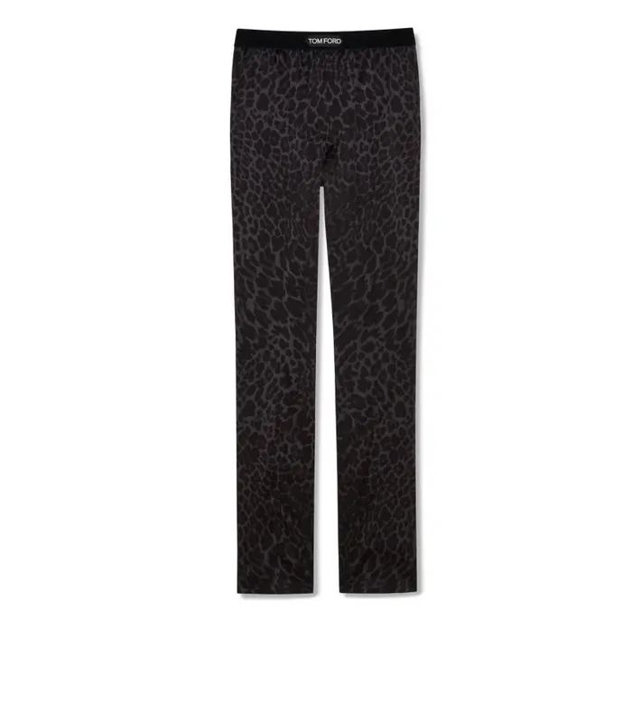 Men PAJAMA PANTS and LONG JOHNS Tom Ford Reflected Leopard Silk Pajama Pants Ink