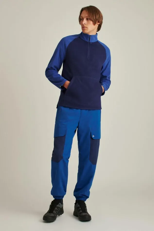 Men Polar Fleece Half Zip Bright Navy Blue Bonobos Half and FullZips