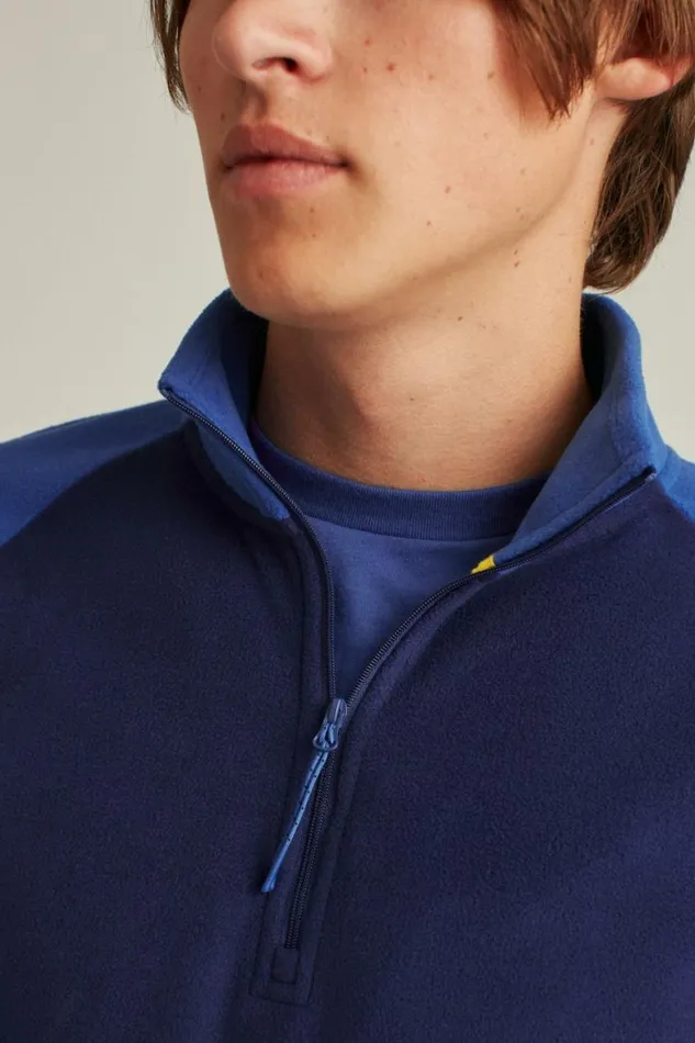 Men Polar Fleece Half Zip Bright Navy Blue Bonobos Half and FullZips
