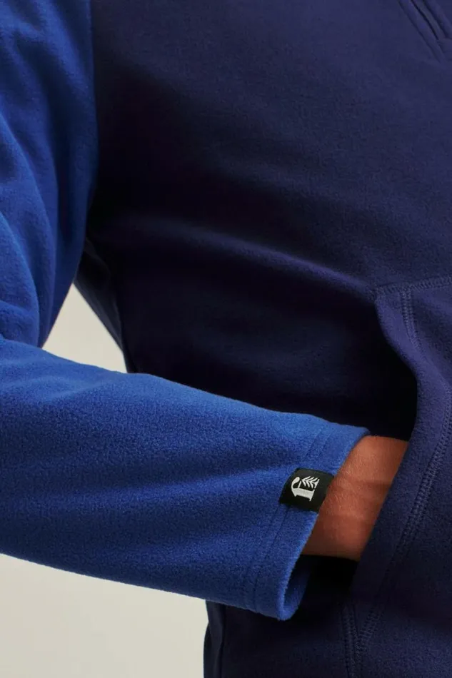 Men Polar Fleece Half Zip Bright Navy Blue Bonobos Half and FullZips