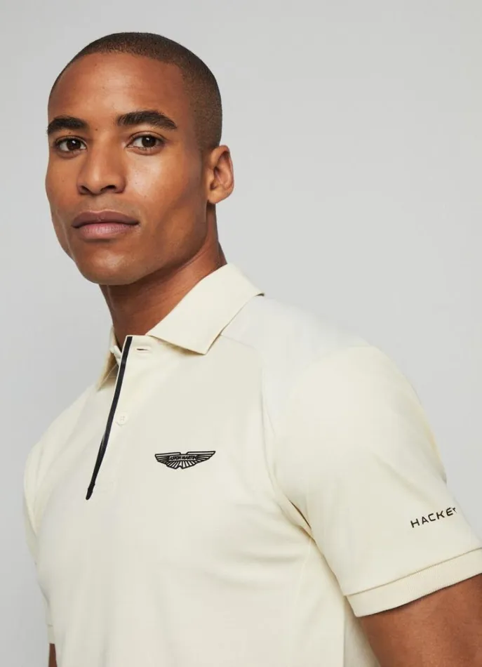Men Polo Shirts Hackett London Aston Martin Slim Fit Polo Bone