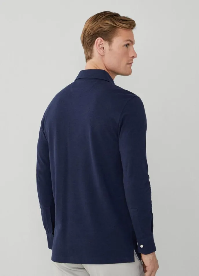 Men Polo Shirts Hackett London Classic Fit Long Sleeve Polo Shirt Navy