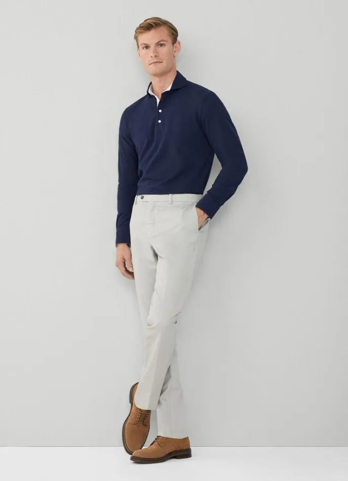 Men Polo Shirts Hackett London Classic Fit Long Sleeve Polo Shirt Navy