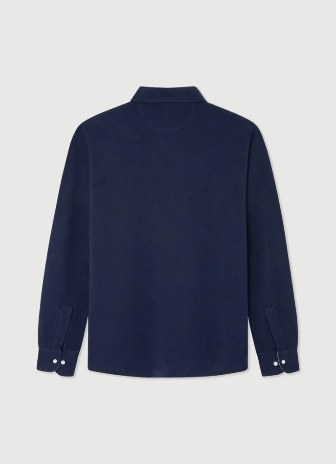 Men Polo Shirts Hackett London Classic Fit Long Sleeve Polo Shirt Navy