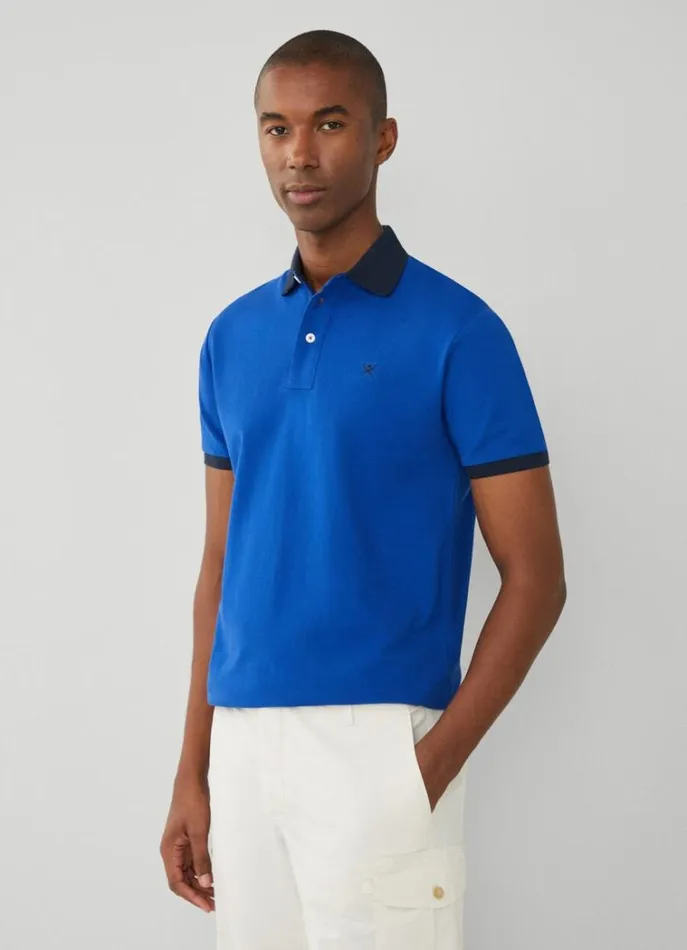 Men Polo Shirts Hackett London Classic Fit Piqu Polo Cobalt