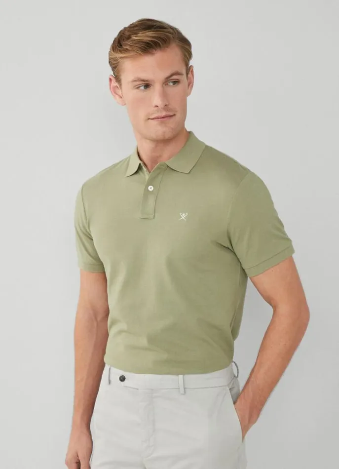 Men Polo Shirts Hackett London Slim Fit Pique Polo Shirt Seagrass Green
