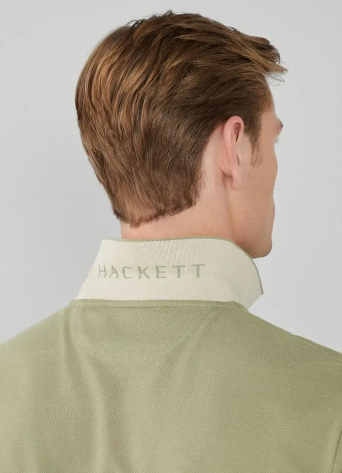 Men Polo Shirts Hackett London Slim Fit Pique Polo Shirt Seagrass Green