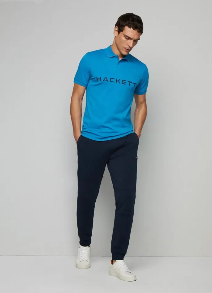 Men Polo Shirts Hackett London Slim Fit Stretch Polo Shirt Hypa Blue