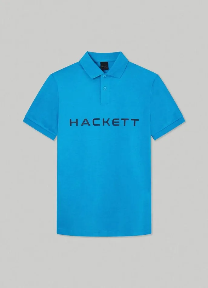 Men Polo Shirts Hackett London Slim Fit Stretch Polo Shirt Hypa Blue