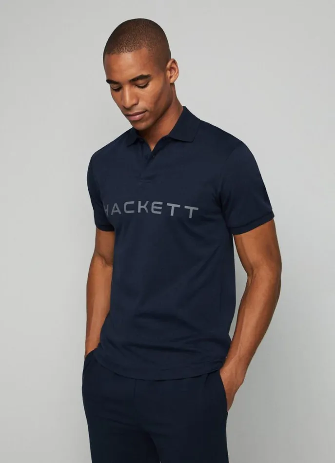 Men Polo Shirts Hackett London Slim Fit Stretch Polo Shirt Navygrey
