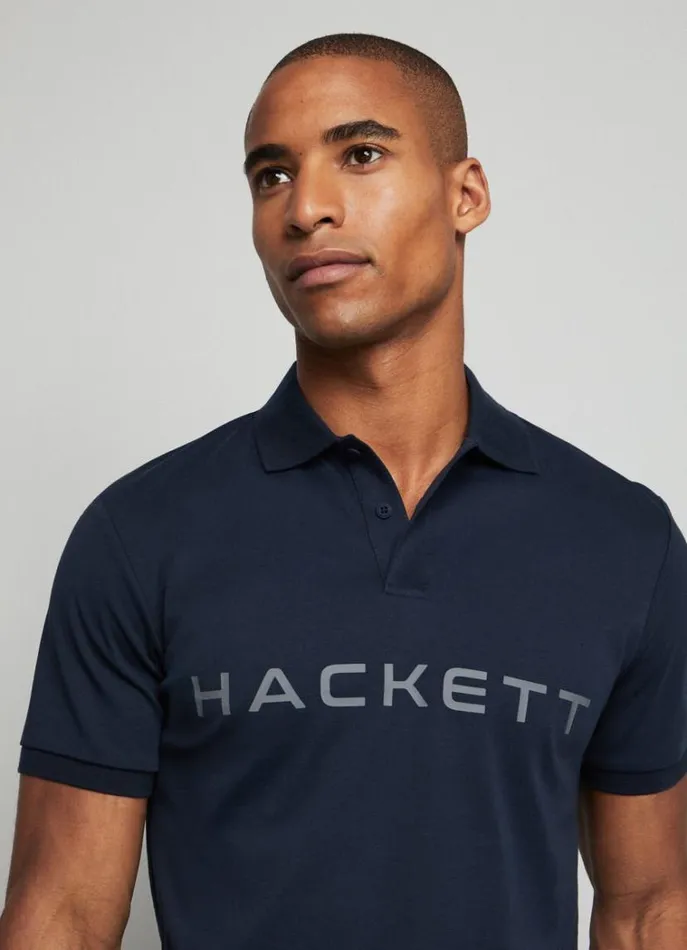 Men Polo Shirts Hackett London Slim Fit Stretch Polo Shirt Navygrey