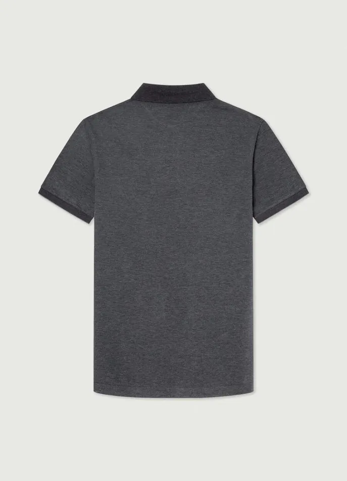 Men Polo Shirts Hackett London Slim Fit Wool And Silk Pique Polo Charcoal Grey