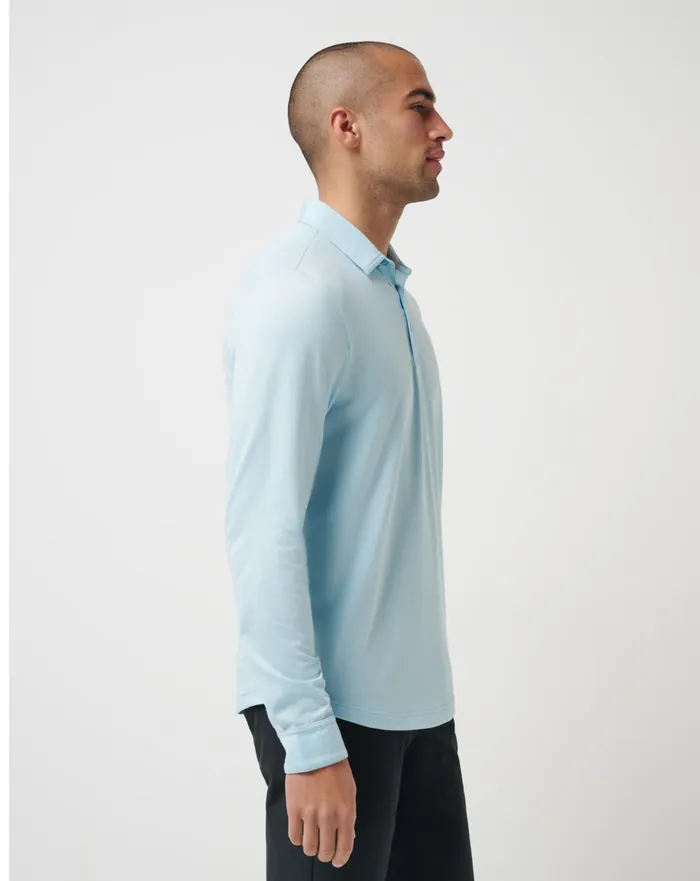 Men Polos TravisMathew FEATHERWEIGHT LONG SLEEVE POLO Cory Blue