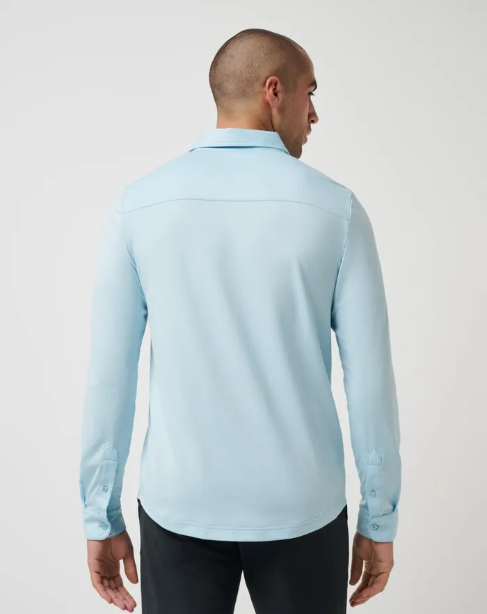 Men Polos TravisMathew FEATHERWEIGHT LONG SLEEVE POLO Cory Blue