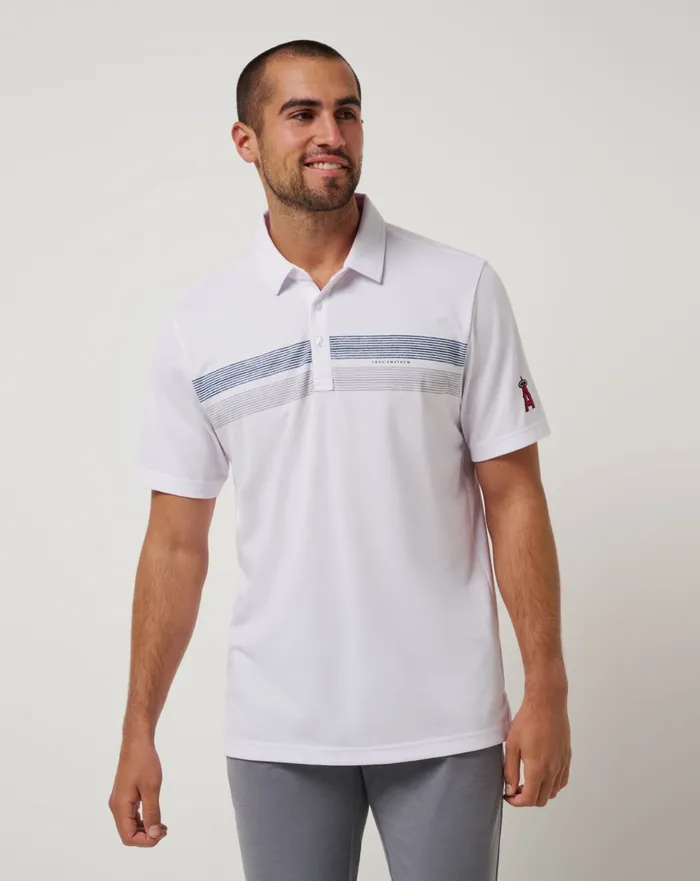 Men Polos TravisMathew LOS ANGELES ANGELS TOP RECRUIT POLO White