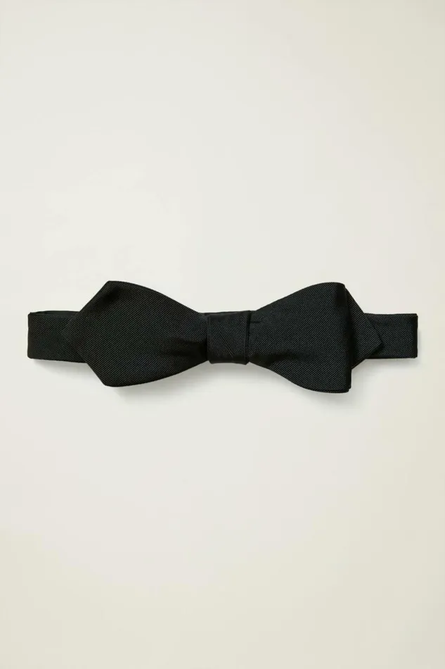 Men Premium Bowtie Matte Black Silk Bonobos Ties and Pocket Squares