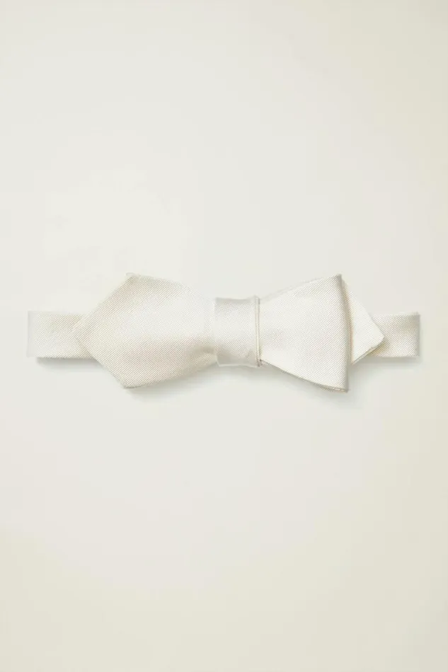 Men Premium Silk Bowtie Matte Ivory Bonobos Ties and Pocket Squares