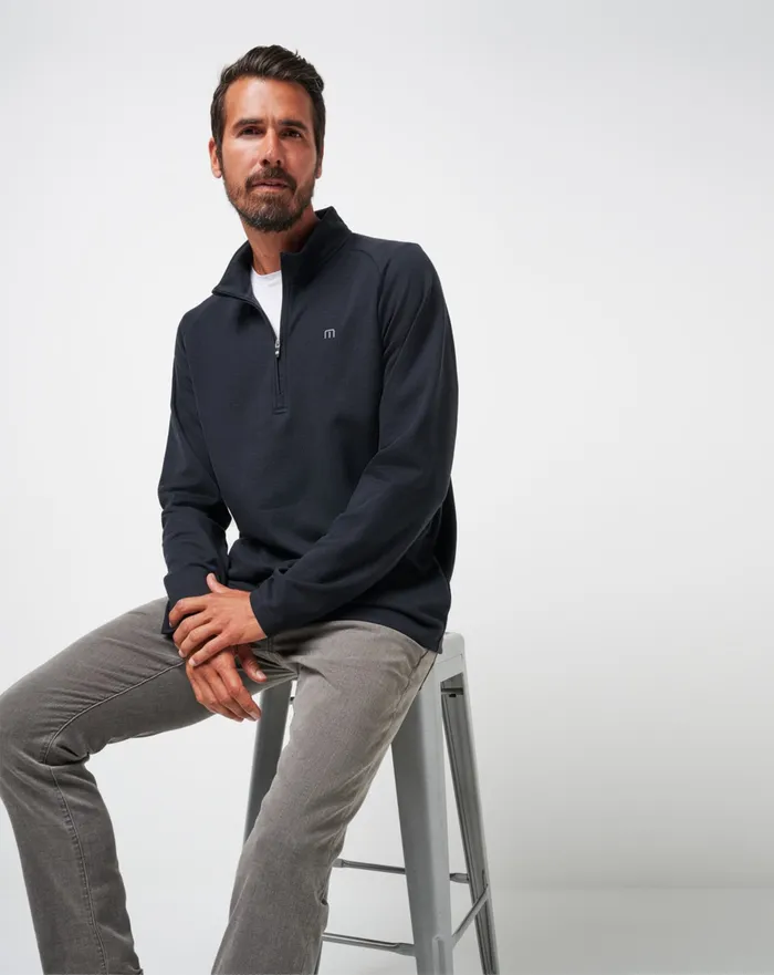 Men Quarter Zips TravisMathew UPGRADED QUARTER ZIP Black