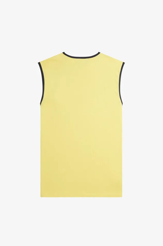 Men Raf SimonsPrinted Vest Dirty Lime Fred Perry TShirts