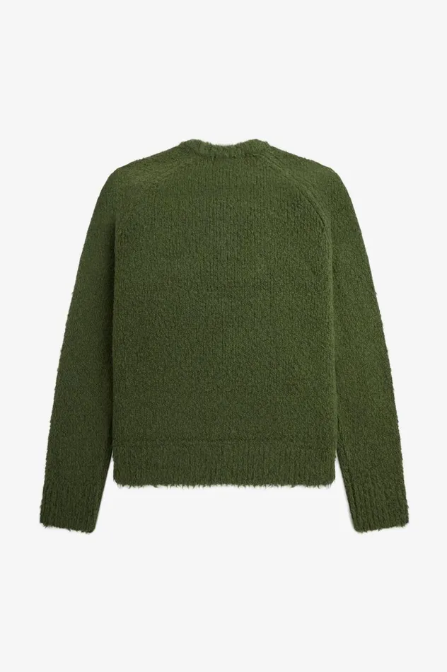 Men Raf SimonsTextured Knitted Jumper Chive Fred Perry Knitwear